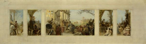 Eduard Veith - Karel IV. s poselstvím avignonským při stavbě chrámu sv. Víta