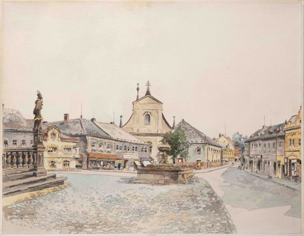 Karel Toman - Husovo náměstí v Lomnici nad Popelkou